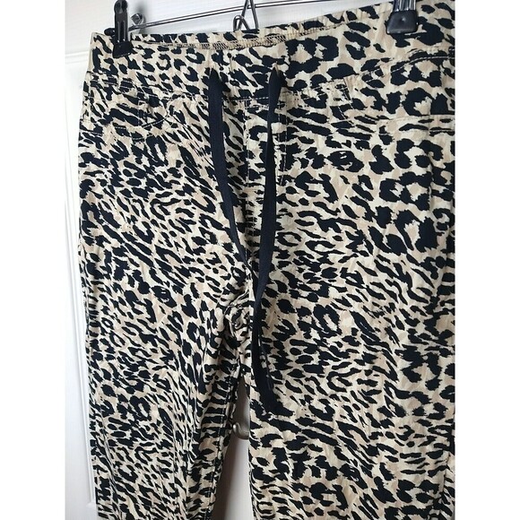 Lei Leopard Print Pullon Elastic Waist Drawstring Close Jeggings. Size M - Picture 6 of 13